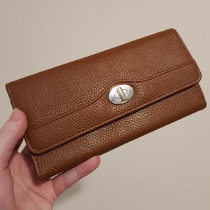 Unisex brown faux leather "safe keeper" wallet